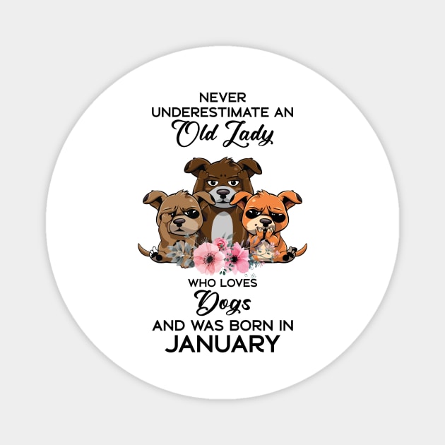 Never Underestimate An Old Woman Who Loves Cats And Was Born In January Magnet by Happy Solstice